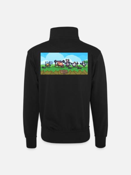 Peasant Gym Pixel Show - Unisex sweater with zip collar - black