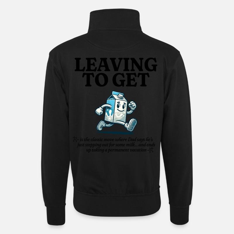 Milch holen - Unisex Pullover mit Zip-Kragen - Schwarz