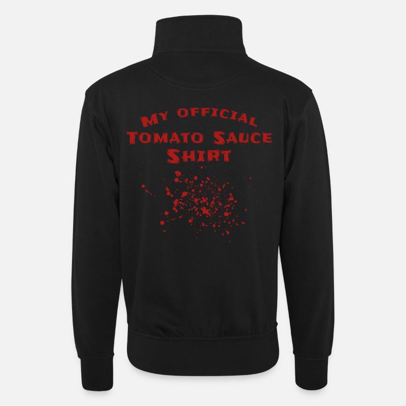 Tomato sauce Spots Tomatoes - Unisex sweater with zip collar - black