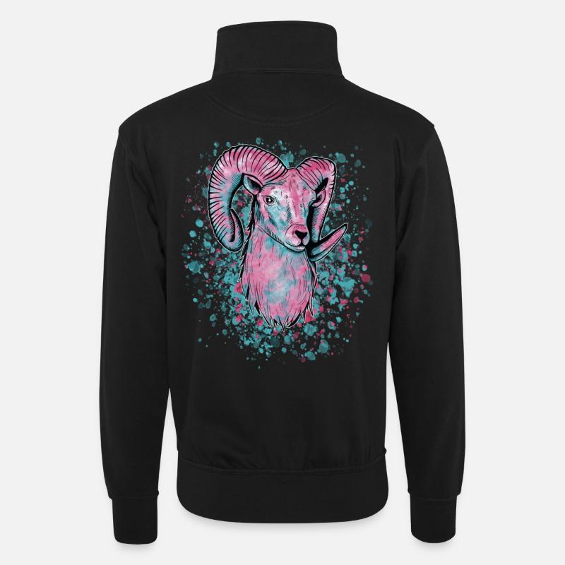 Widder Vaporwave - Unisex Pullover mit Zip-Kragen - Schwarz