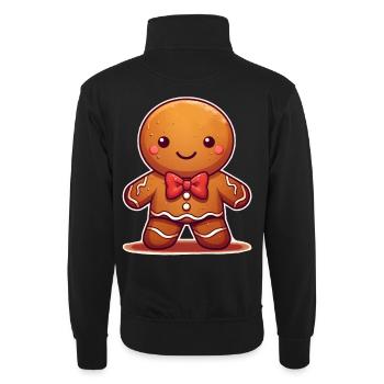 Lebkuchen - Unisex Pullover mit Zip-Kragen - Schwarz - Hinten