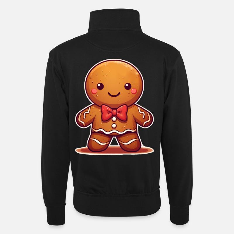 Gingerbread - Unisex sweater with zip collar - black