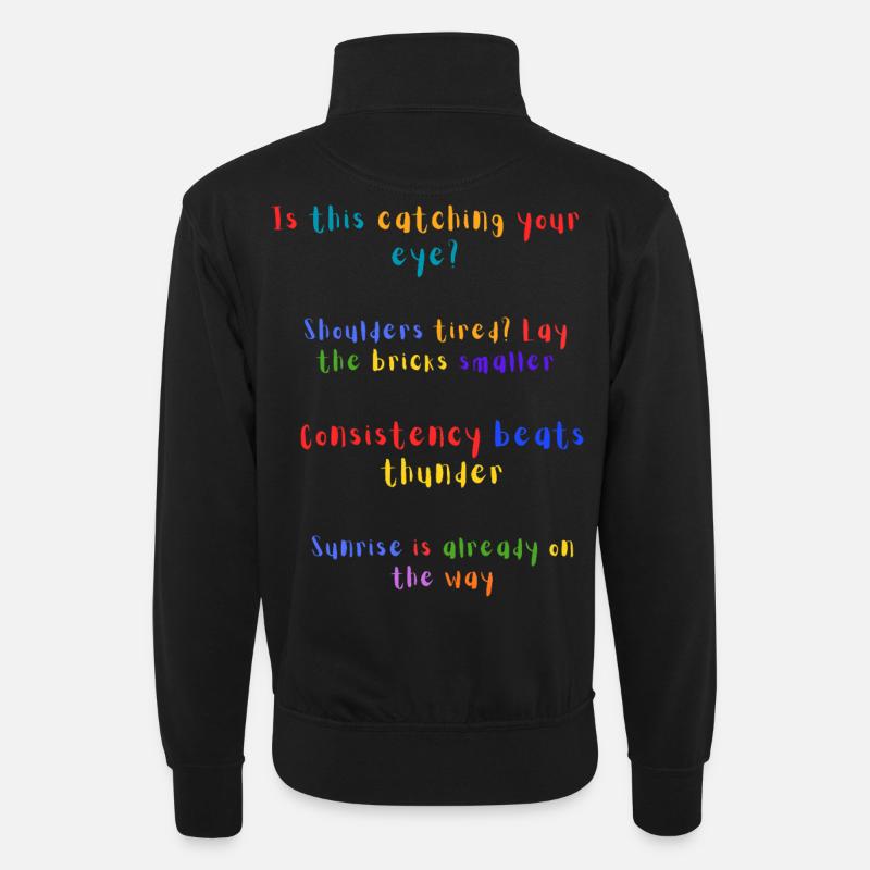Catching Your Eye Rainbow Quote - Unisex sweater with zip collar - black