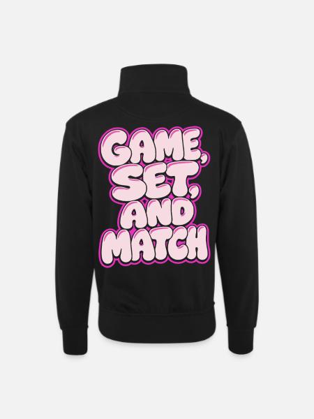 Game Set Match Tennis-skjorte, retro stil - Unisex-sweatshirt med zipkrave - sort