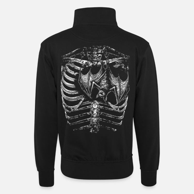 X-Ray Skeleton Body with Bat - Unisex sweater with zip collar - black