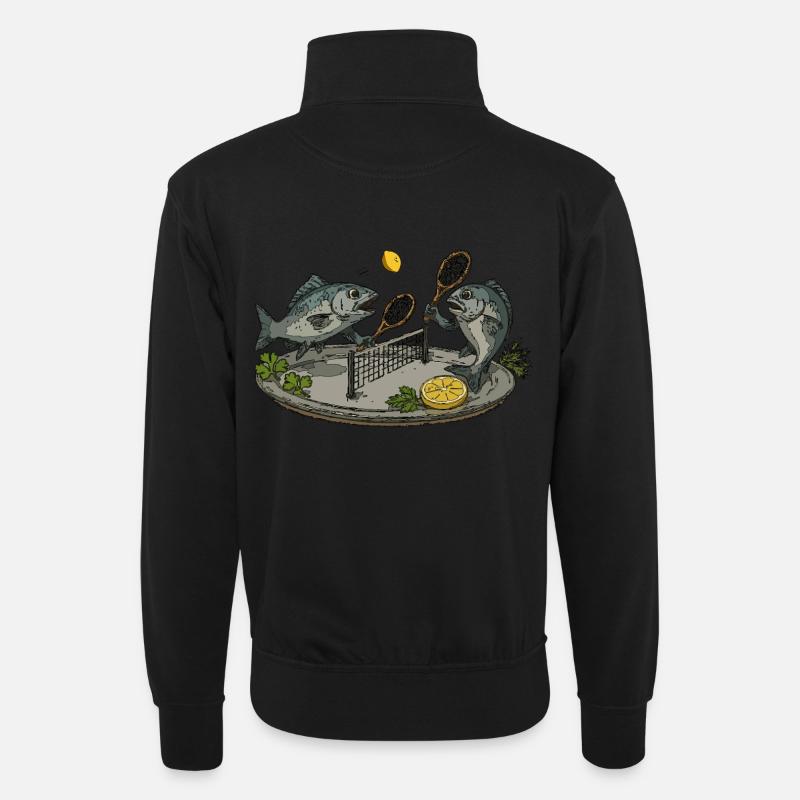 Fischtennisplatte - Unisex Pullover mit Zip-Kragen - Schwarz