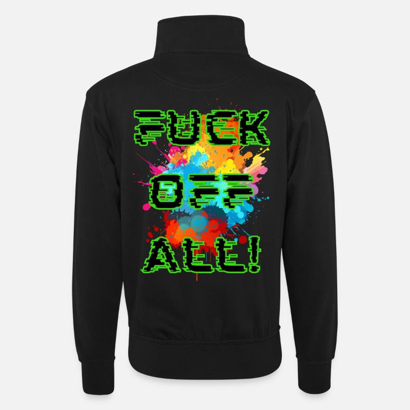 Explosion de couleurs punk - Sweat col montant zippé unisexe - noir