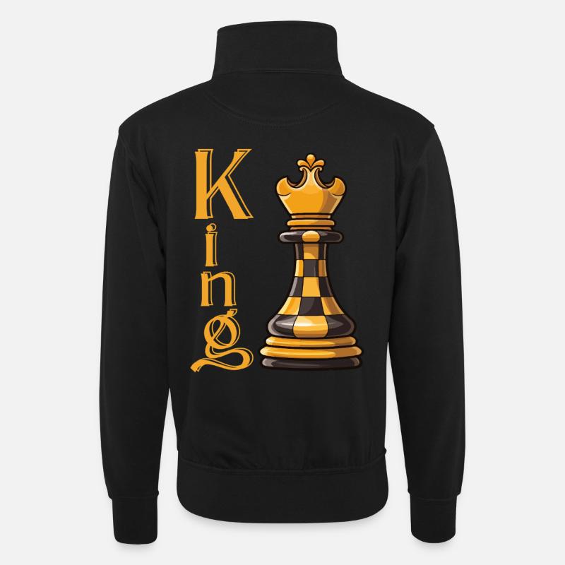 Chess King Elegance - Unisex sweater with zip collar - black