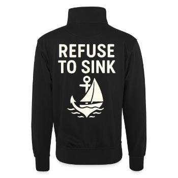 Refuse to Sink – Maritime Typo Meer Segeln Boot - Unisex Pullover mit Zip-Kragen - Schwarz - Hinten