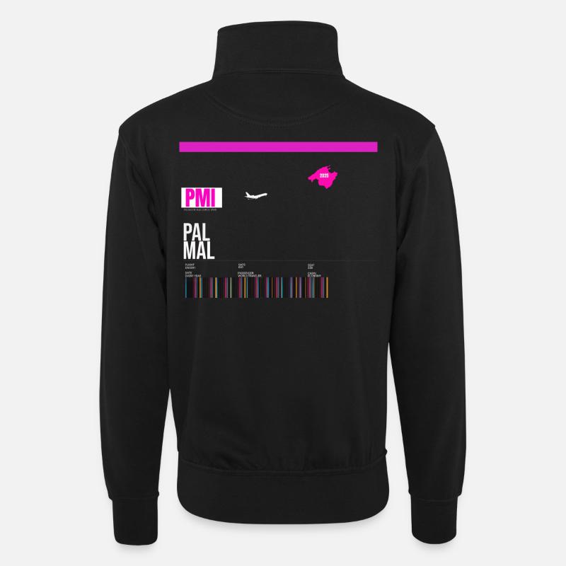 Flugticket Malle - Unisex Pullover mit Zip-Kragen - Schwarz