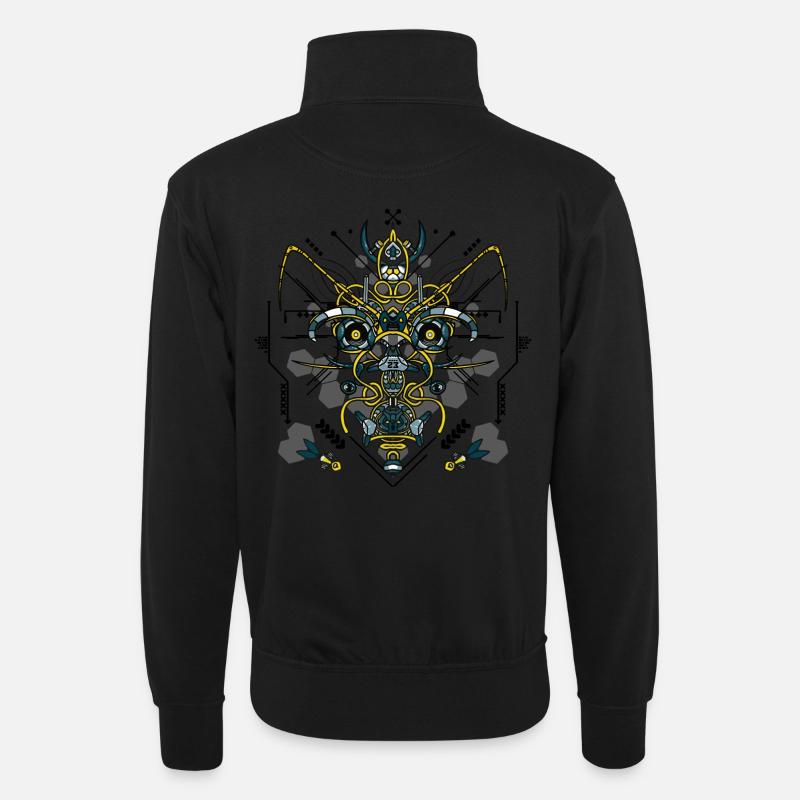 TECHNO - Sweat col montant zippé unisexe - noir