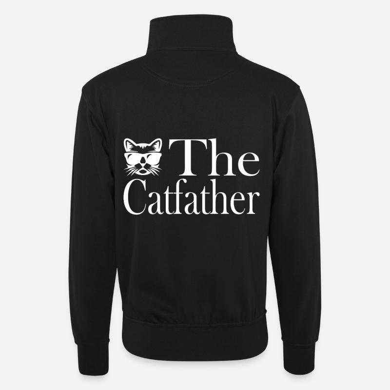 The Catfather - Unisex Pullover mit Zip-Kragen - Schwarz