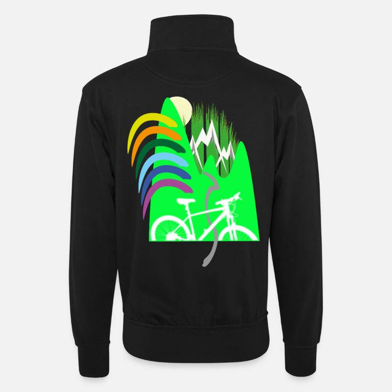 Cycle path mountains rainbow - Unisex sweater with zip collar - black