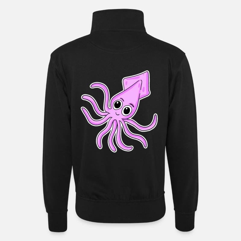 Octopuses - Unisex sweater with zip collar - black