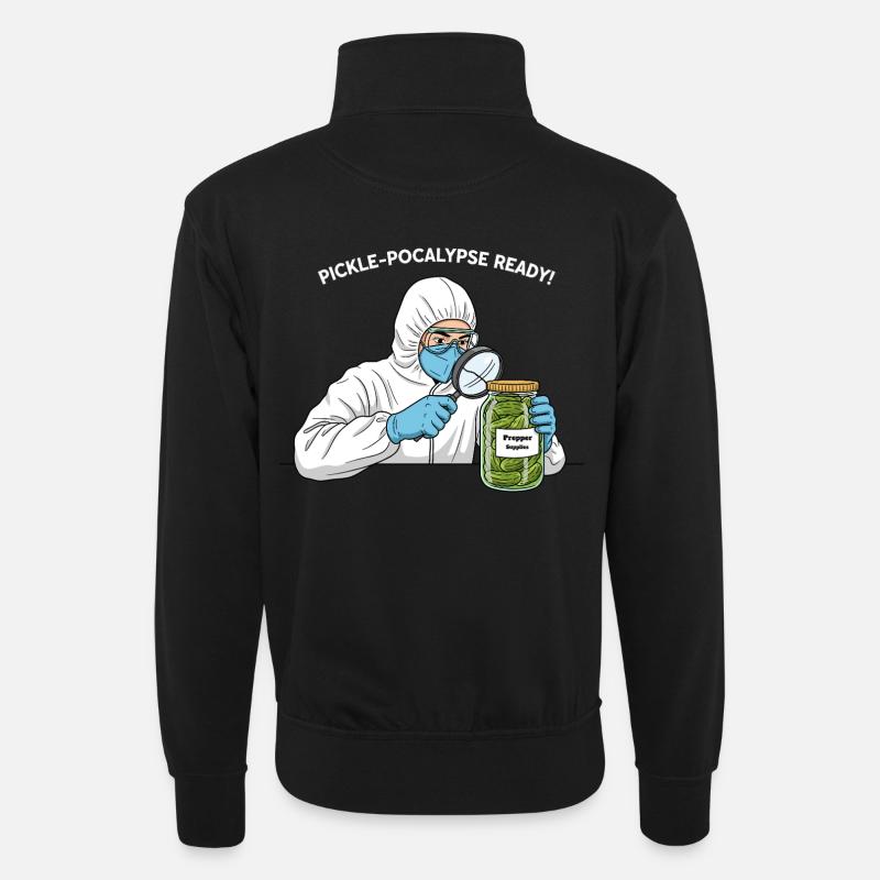 Pickle-pocalypse Ready ! - Unisex Pullover mit Zip-Kragen - Schwarz