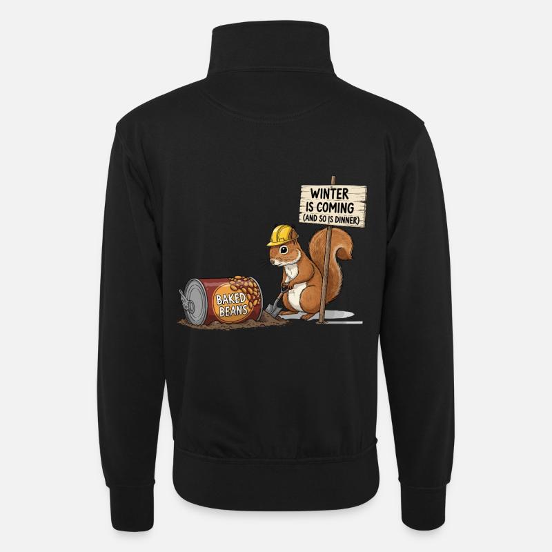 Cooles Eichhörnchen - Unisex Pullover mit Zip-Kragen - Schwarz