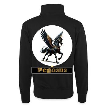Pegasus with black wings - Unisex sweater with zip collar - black - Back