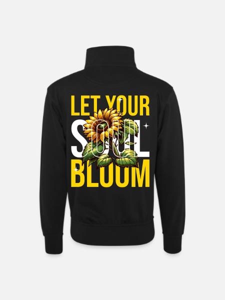 Lass deine Seele blühen - Unisex Pullover mit Zip-Kragen - Schwarz