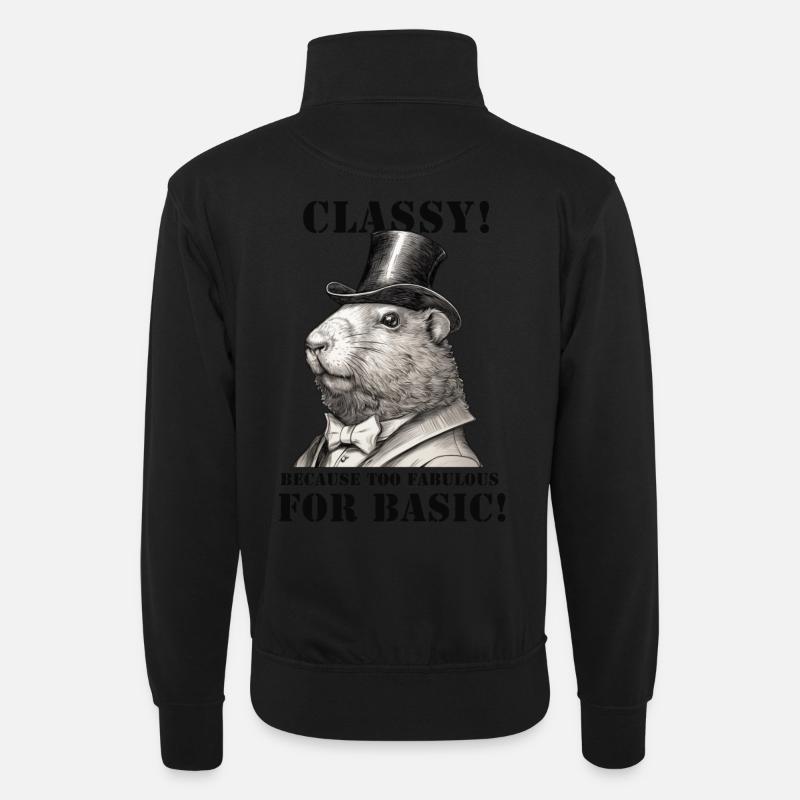Lustiges Capybara - Unisex Pullover mit Zip-Kragen - Schwarz