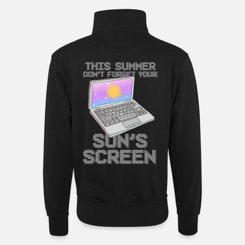 Nostalgie Geek Summer Vibes - Unisex Pullover mit Zip-Kragen - Schwarz