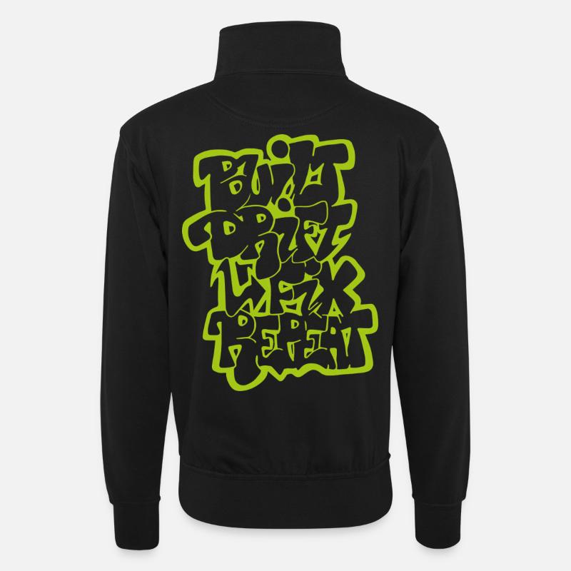 Built Drift Fix Repeat 02 - Unisex sweater with zip collar - black