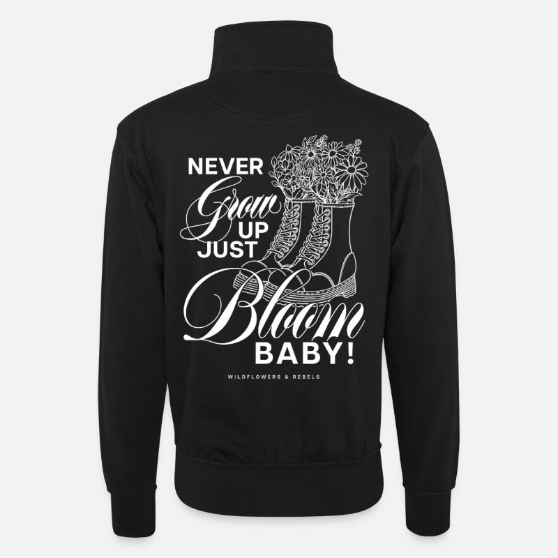 Bloom Boots Never Grow Up - Unisex sweater with zip collar - black