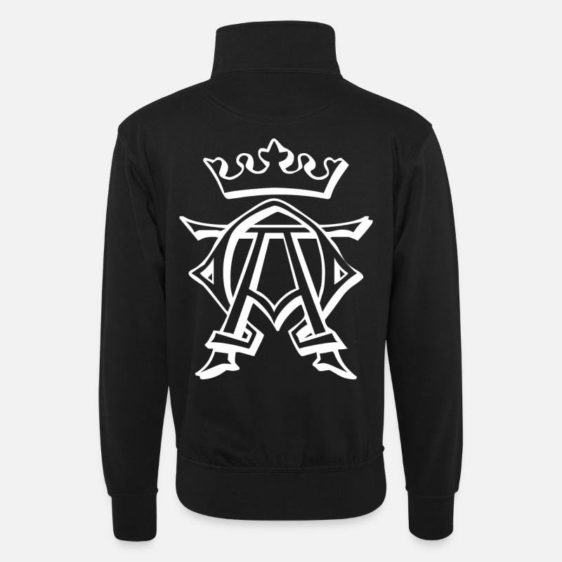 King, Krone, König - Unisex Pullover mit Zip-Kragen - Schwarz