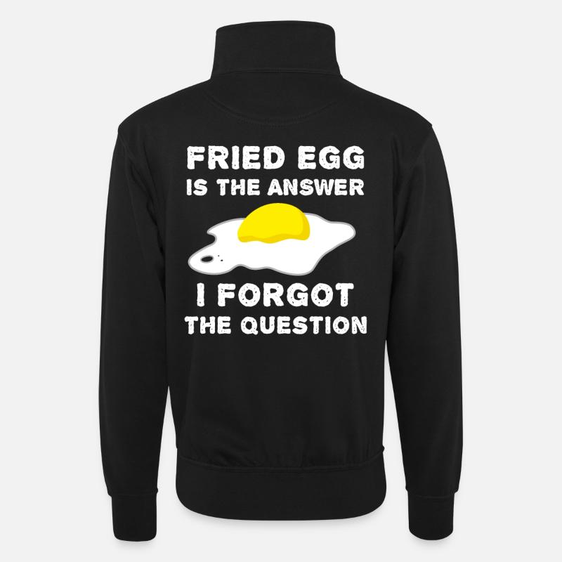 Fried Egg Funny - Unisex sweater with zip collar - black