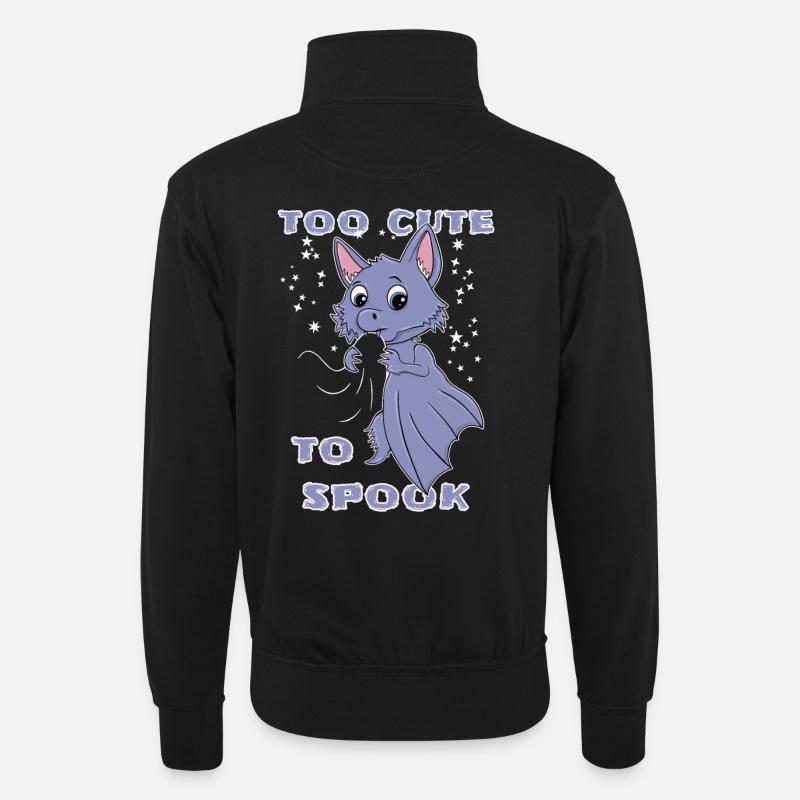 Kawaii Fledermaus Halloween - Unisex Pullover mit Zip-Kragen - Schwarz