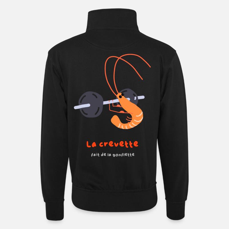 Die Garnele bläht sich auf - Unisex Pullover mit Zip-Kragen - Schwarz