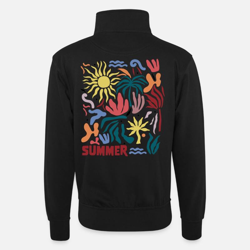 Summer tropical - Unisex Pullover mit Zip-Kragen - Schwarz