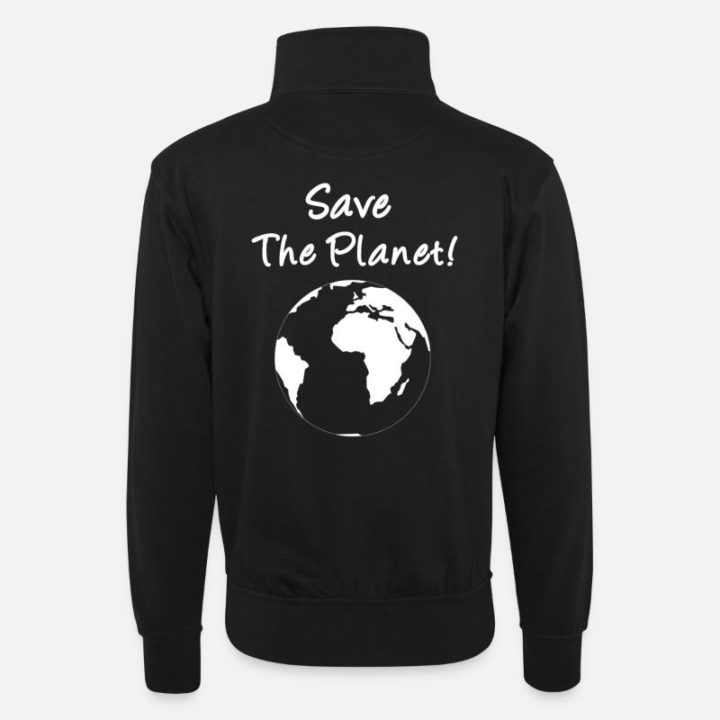 Save The Planet! - Unisex Pullover mit Zip-Kragen - Schwarz