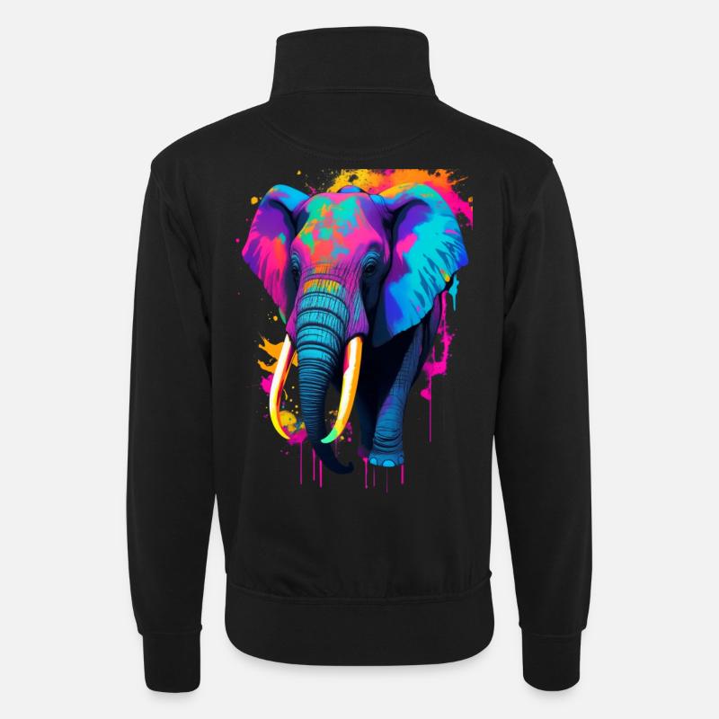 Elephant - Unisex sweater with zip collar - black