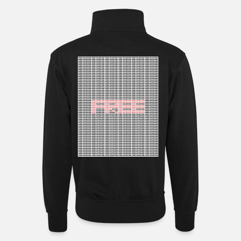 FREE PALESTINE TEXT - Unisex sweater with zip collar - black