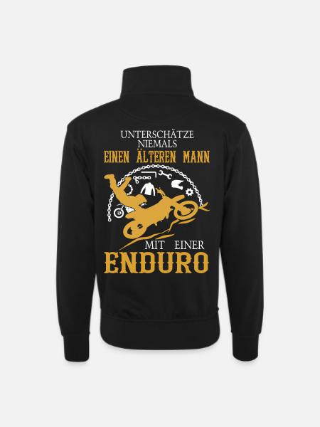 Älterer Mann Enduro - Unisex Pullover mit Zip-Kragen - Schwarz