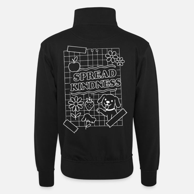 Spread Kindness (white) - Unisex sweater with zip collar - black
