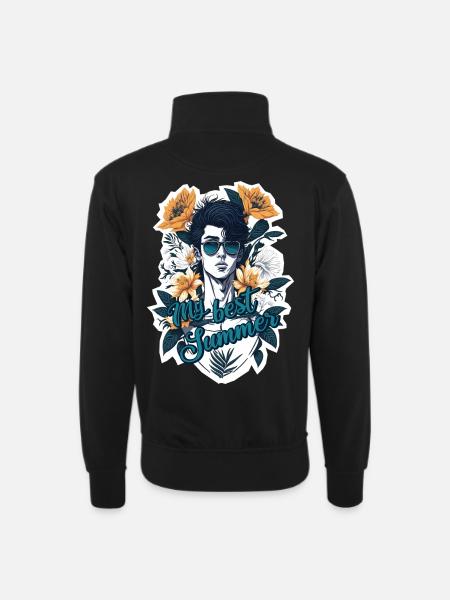 Mein bester Sommer - Unisex Pullover mit Zip-Kragen - Schwarz