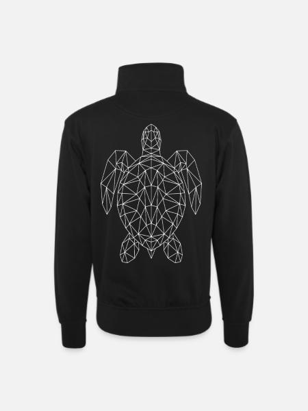 Geometric Sea Turtle White Silhouette - Unisex sweater with zip collar - black