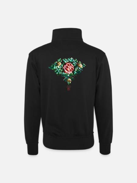 Chinesisch_Blumen_Verbotene Stadt_Pfingstrose1420 - Unisex sweater with zip collar - black