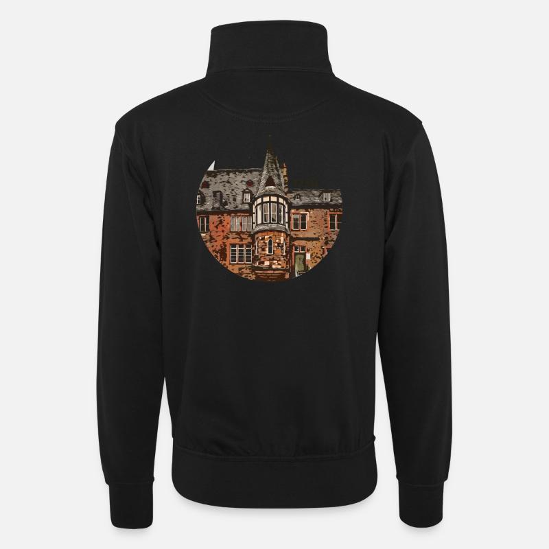 1250 Deutsches Haus Ost - Unisex Pullover mit Zip-Kragen - Schwarz