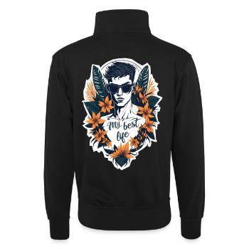 Mein bestes Leben - Unisex Pullover mit Zip-Kragen - Schwarz - Hinten