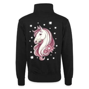 Cheval avec des étoiles - Sweat col montant zippé unisexe - noir - Dos