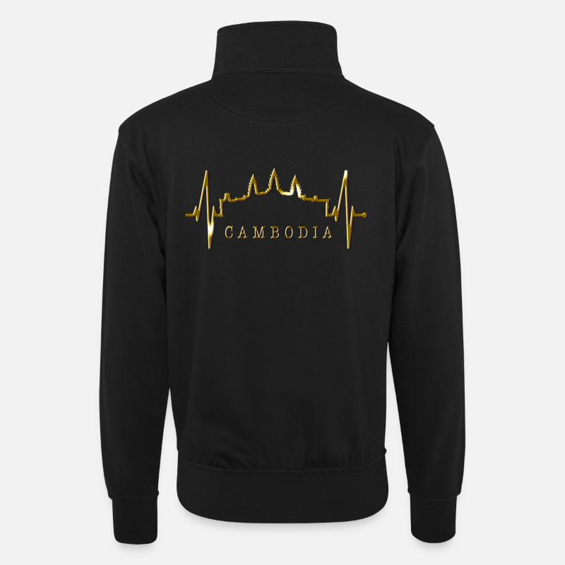 Kambodscha Skyline Herzschlag Siem Raep Angkor Wat - Unisex Pullover mit Zip-Kragen - Schwarz