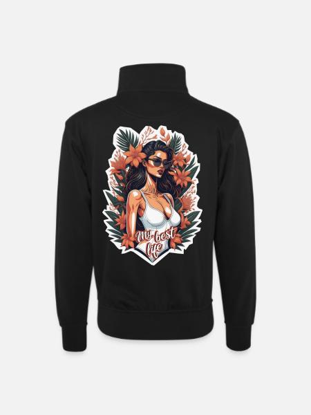 Mein bestes Leben - Unisex Pullover mit Zip-Kragen - Schwarz