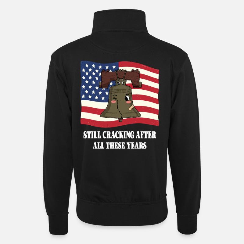 Freiheitsglocke - Unisex Pullover mit Zip-Kragen - Schwarz