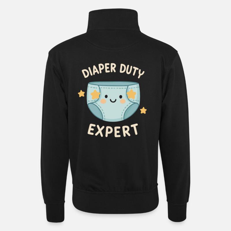 Windelwechsel-Profi - Unisex Pullover mit Zip-Kragen - Schwarz