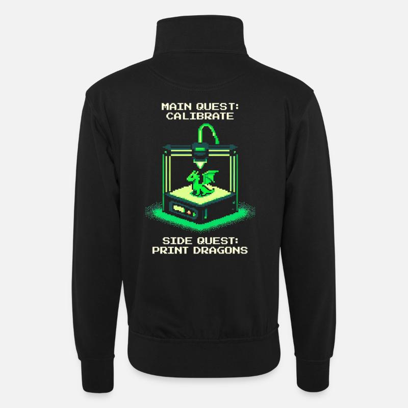 Calibrate & Dragon Print | 3D - Unisex sweater with zip collar - black