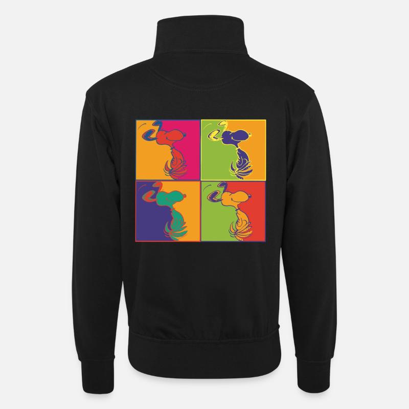 Peanuts Design Pop-Art Snoopy - Sweat col montant zippé unisexe - noir