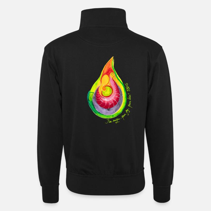 Farbteardrop Flammenkunst - Unisex Pullover mit Zip-Kragen - Schwarz
