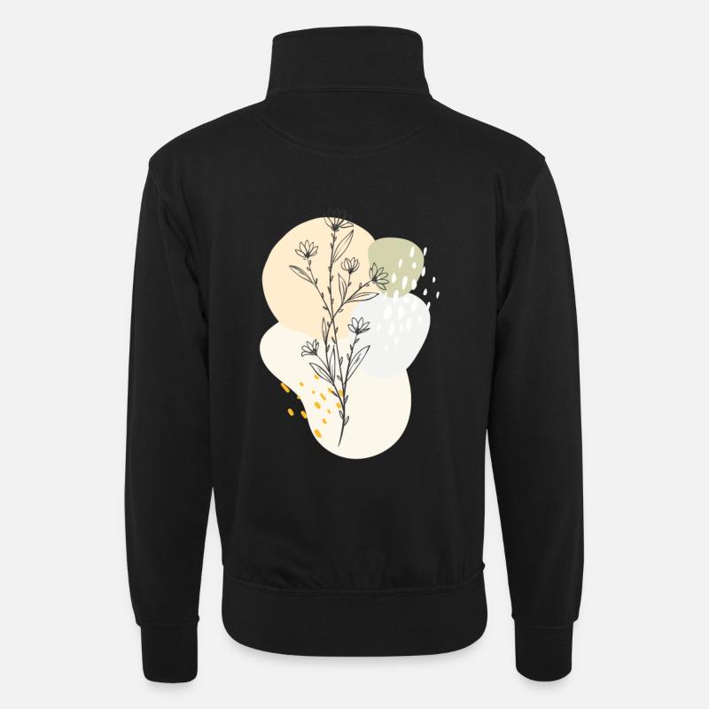floral design - Unisex Pullover mit Zip-Kragen - Schwarz
